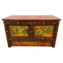 20th Century Antique Tibetan Altar Prayer Table, Side Table, Coffee Table