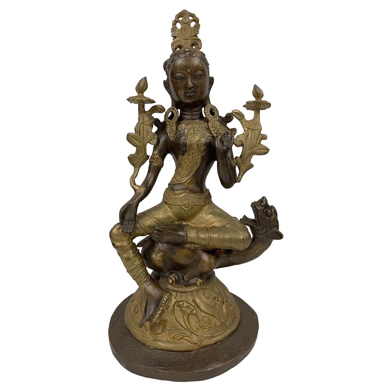 Statue tibétaine ancienne Tara de Bodhisattva en bronze ancien du XXe siècle