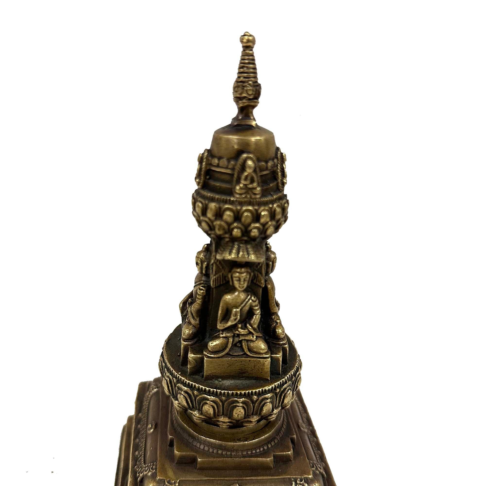 20th Century Antique Tibetan Bronze Sherizi Buddha Pagoda For Sale 5