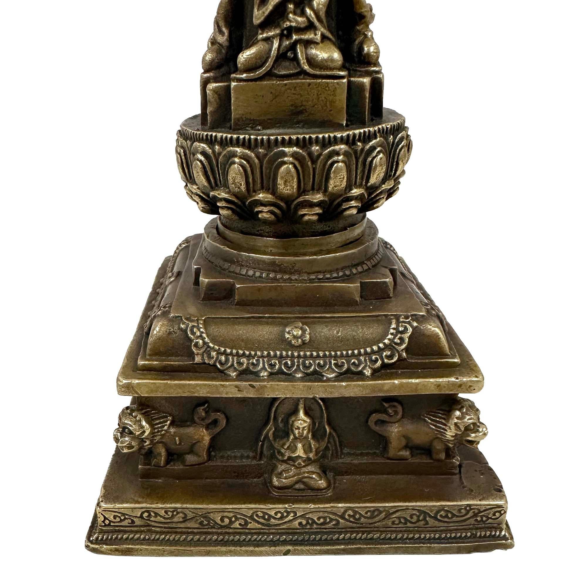 20th Century Antique Tibetan Bronze Sherizi Buddha Pagoda For Sale 6