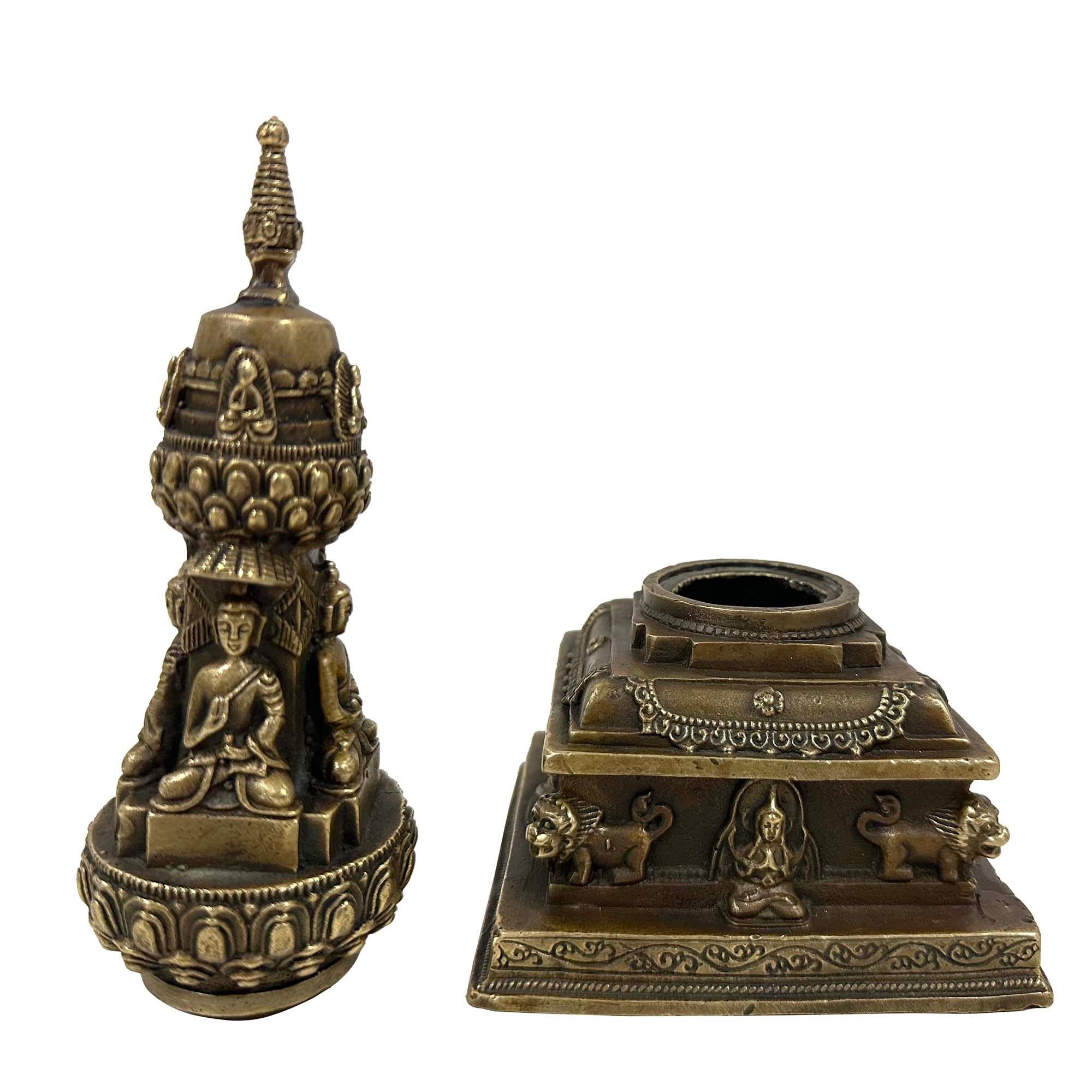 20th Century Antique Tibetan Bronze Sherizi Buddha Pagoda For Sale 7