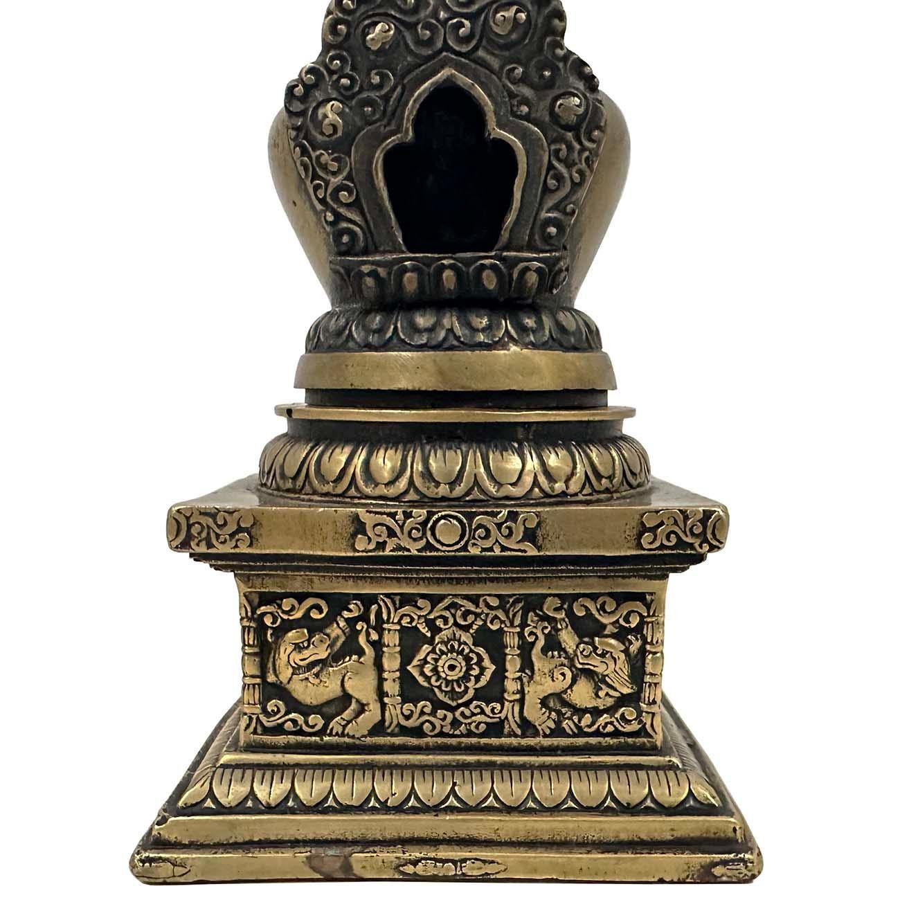 Esportazione cinese Pagoda Sherizi Buddha in bronzo tibetano antico del XX secolo in vendita