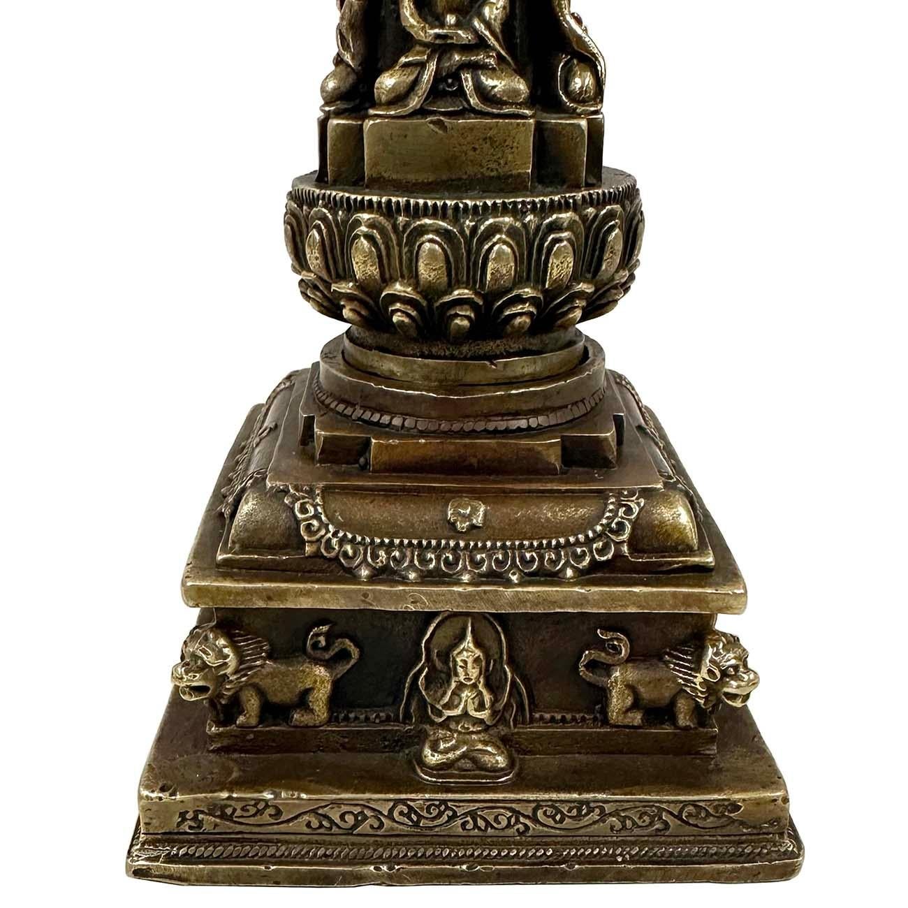 Chinese Export 20th Century Antique Tibetan Bronze Sherizi Buddha Pagoda For Sale