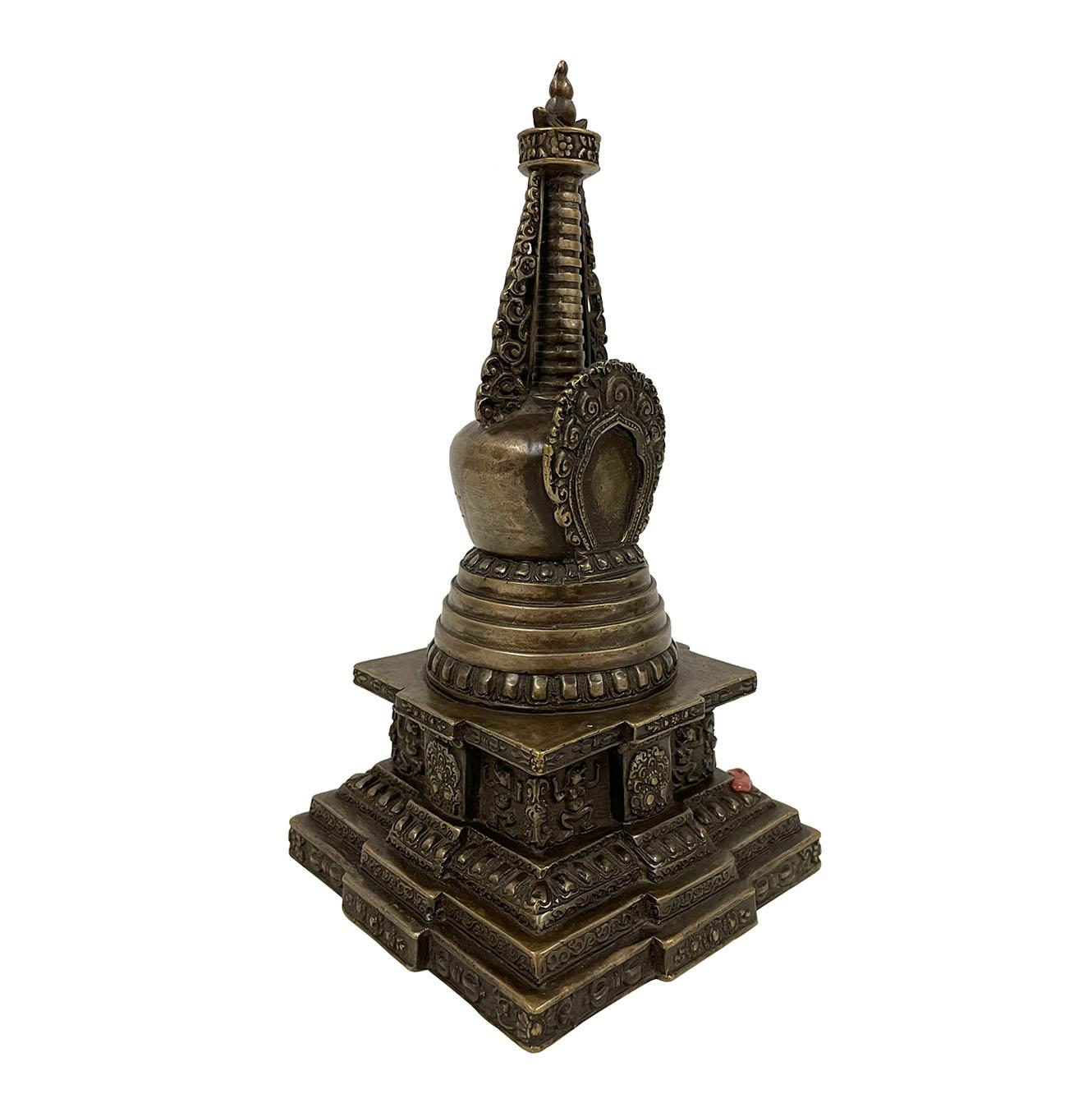 20th Century Antique Tibetan Bronze Sherizi Buddha Pagoda 1
