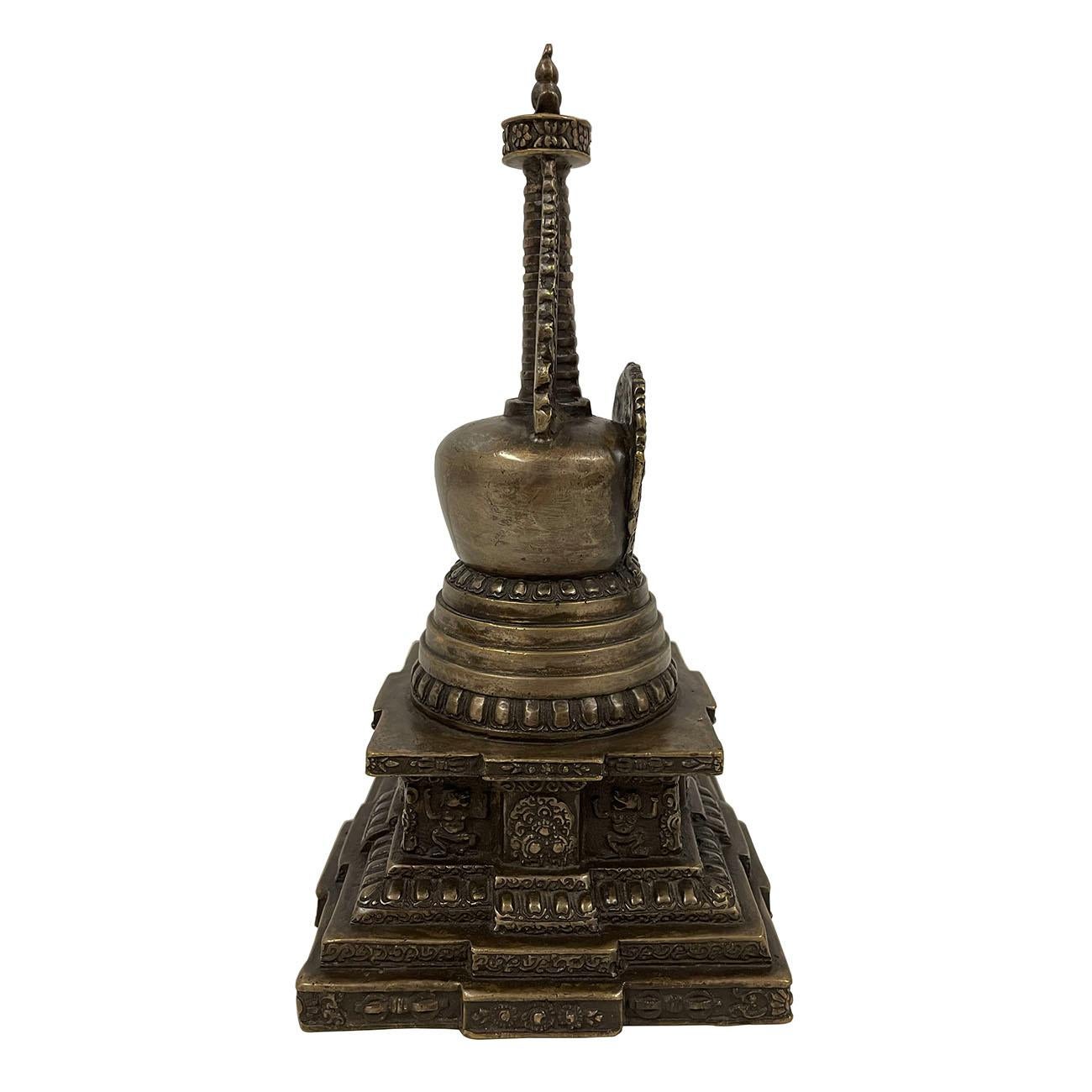 20th Century Antique Tibetan Bronze Sherizi Buddha Pagoda 2