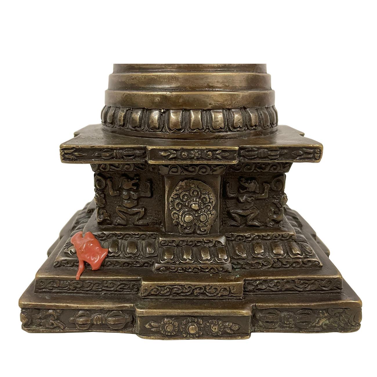 20th Century Antique Tibetan Bronze Sherizi Buddha Pagoda 4