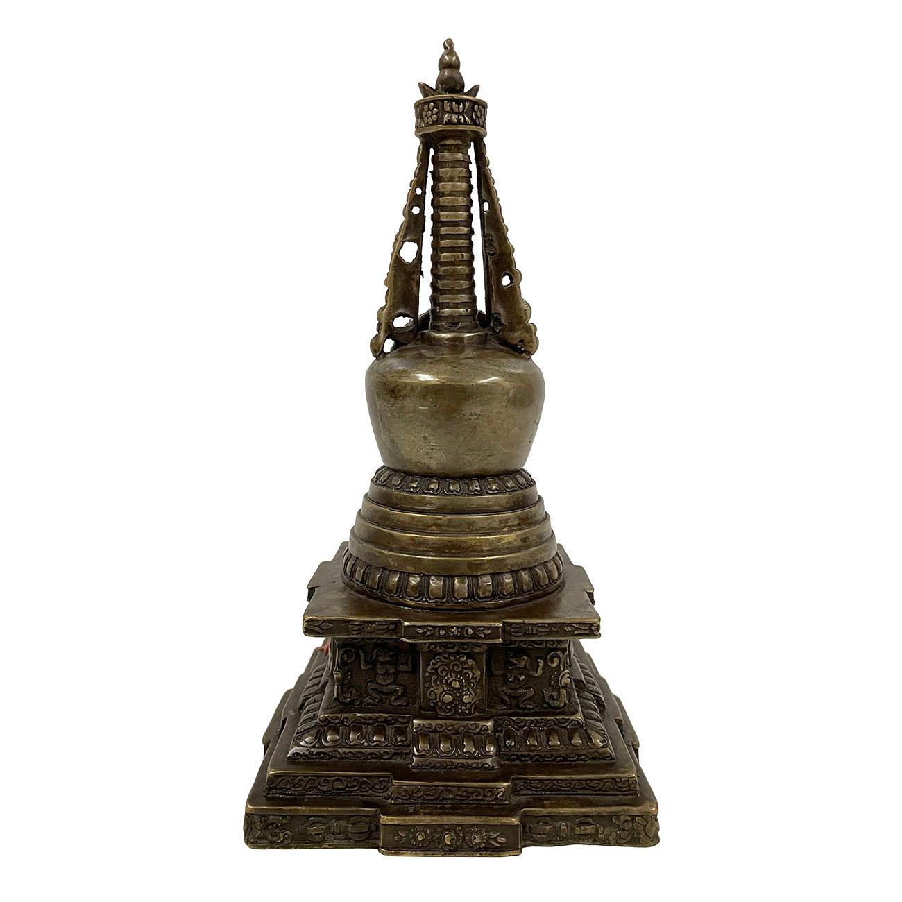 20th Century Antique Tibetan Bronze Sherizi Buddha Pagoda 5