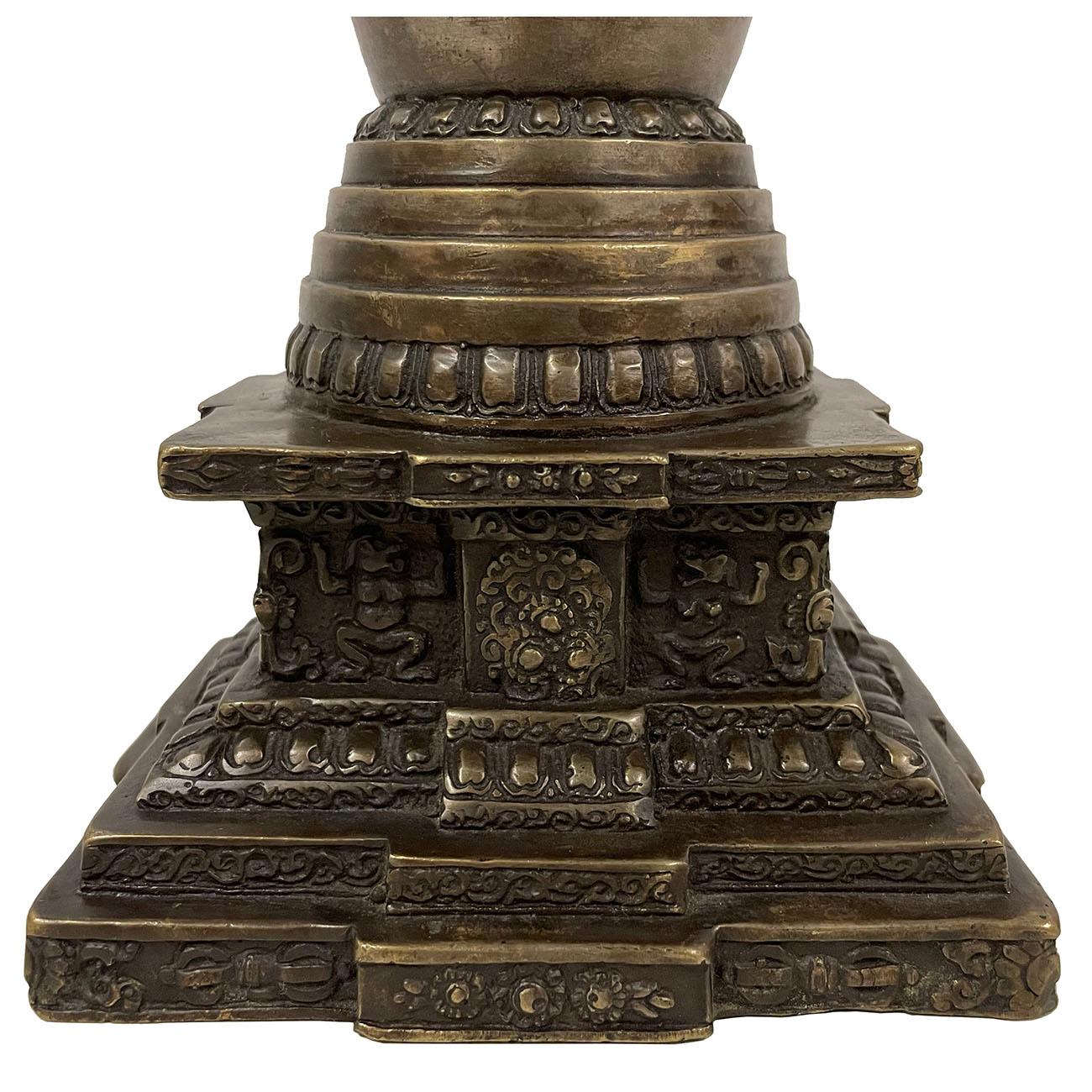 20th Century Antique Tibetan Bronze Sherizi Buddha Pagoda 6