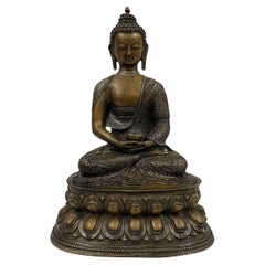 Statue de Bouddha tibétain ancienne du 20e siècle en bronze sculpté