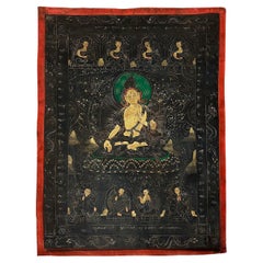 Thangka tibétain ancien du 20ème siècle peint à la main, Avalokitshvara, Kuan Yin