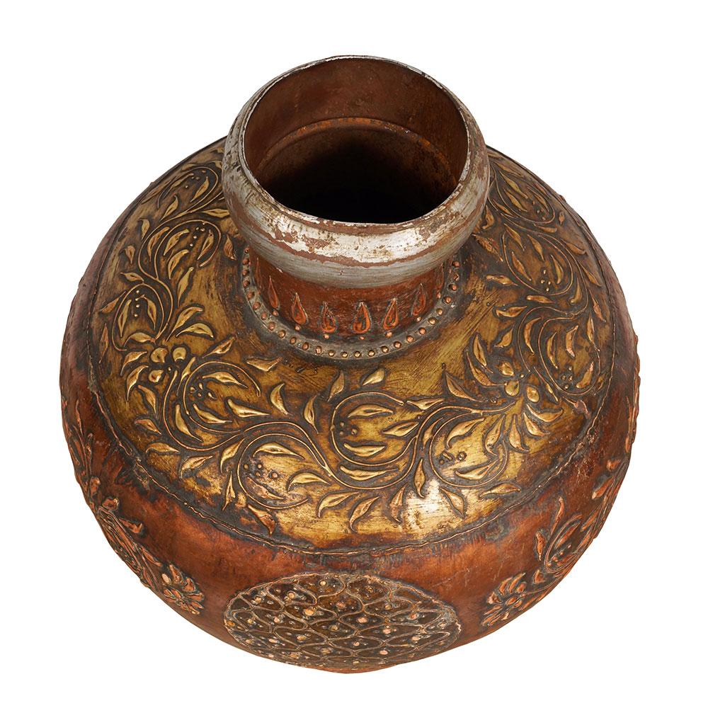 Carved 20th Century Antique Tibetan Handcraft Copper Tin Container For Sale