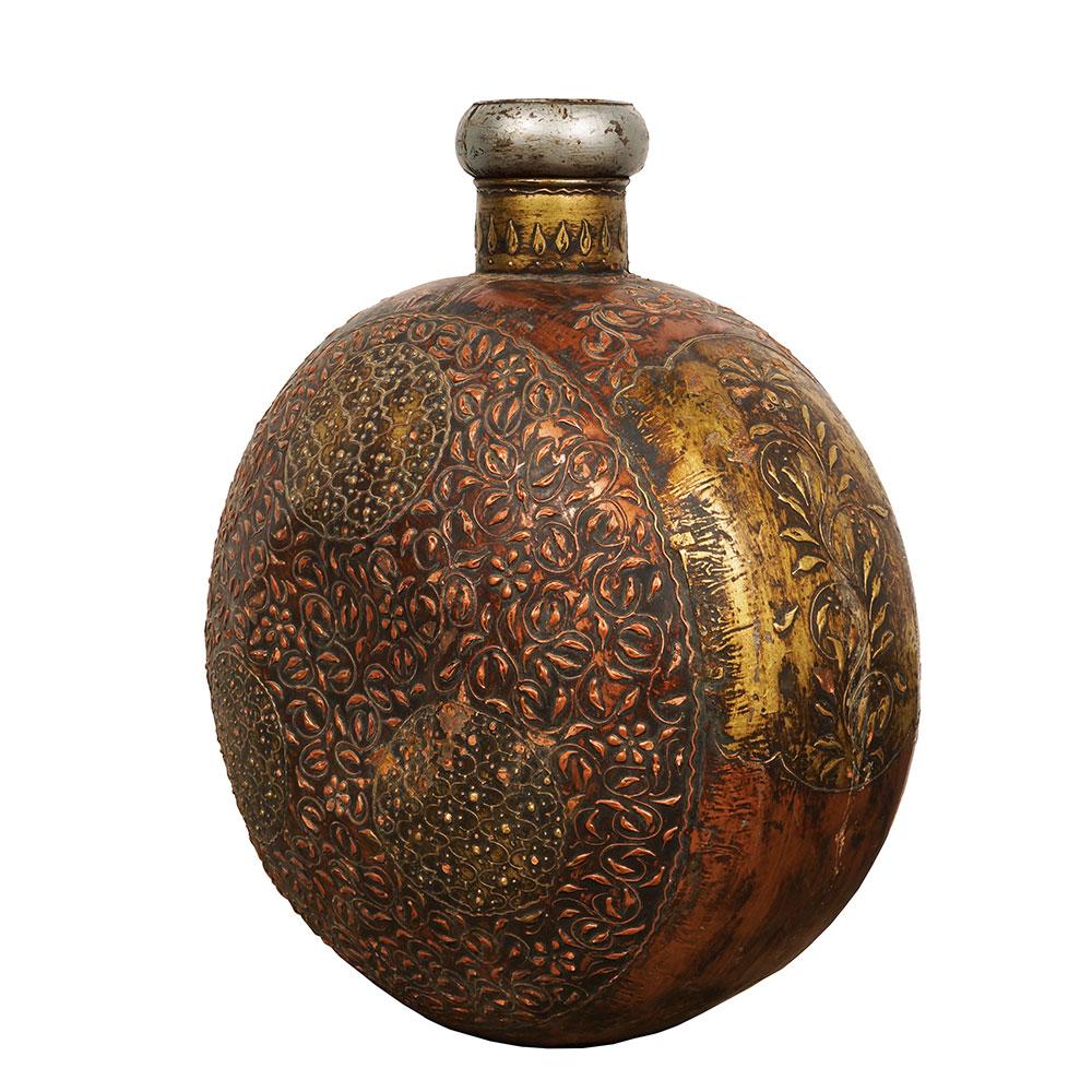 20th Century Antique Tibetan Handcraft Copper Tin Container For Sale 1