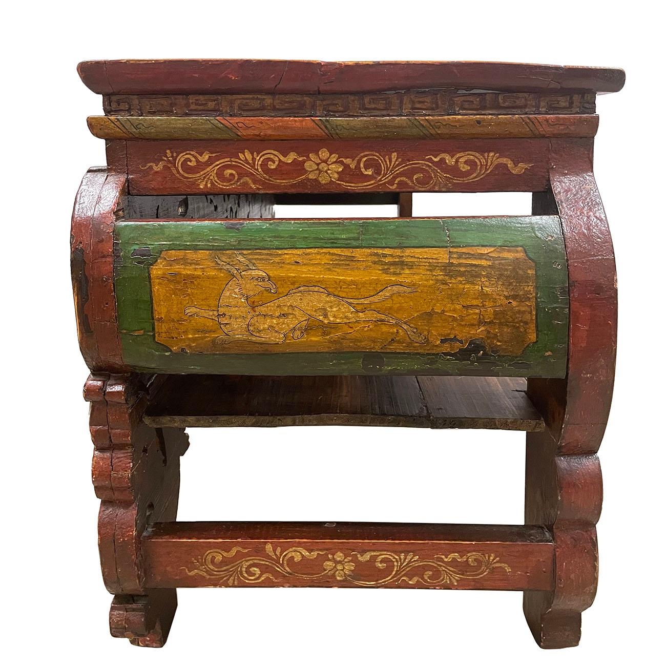 20th Century Antique Tibetan Open Carved Altar Prayer Coffee Table 1