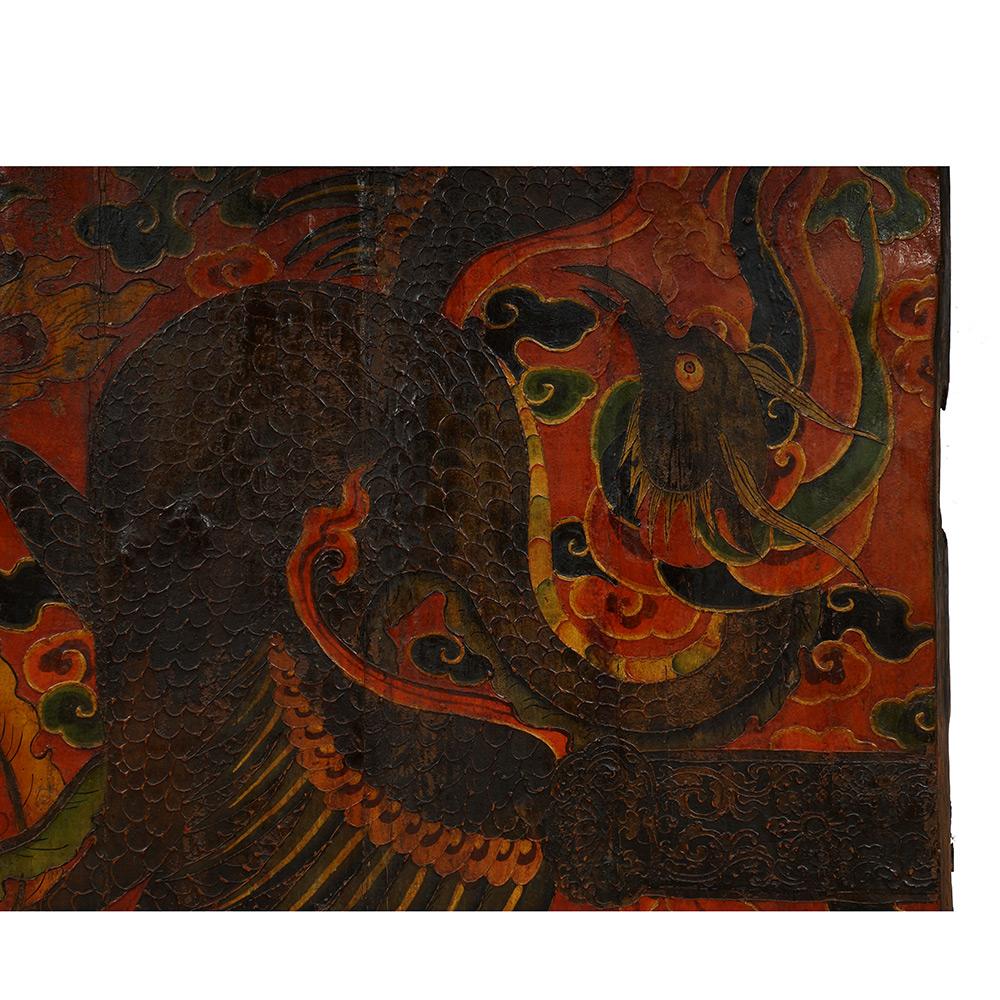 20th Century Antique Tibetan Painted Door Panel For Sale 2