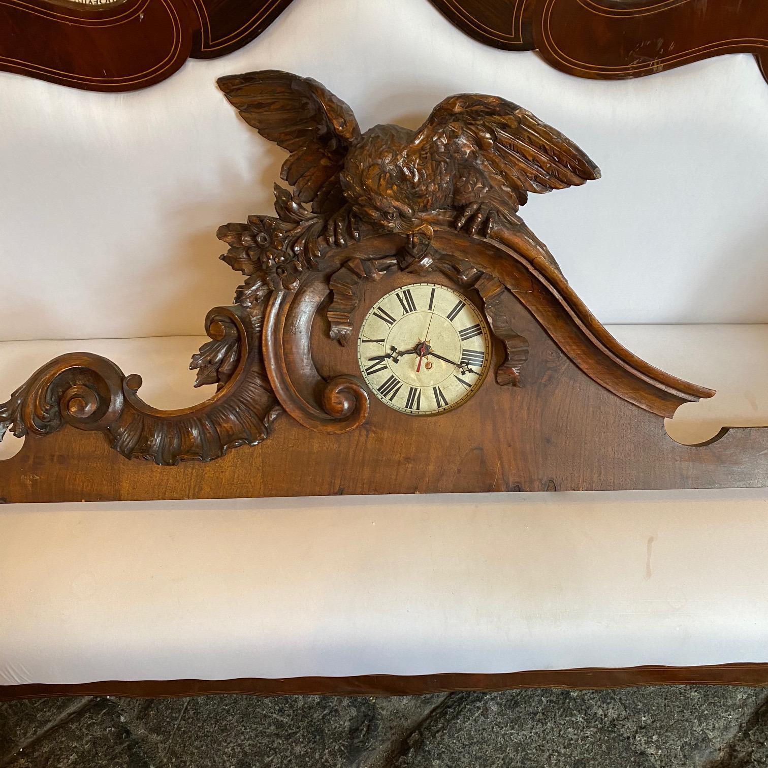 20th Century Antique Wooden Italian Frieze Clock  For Sale 7