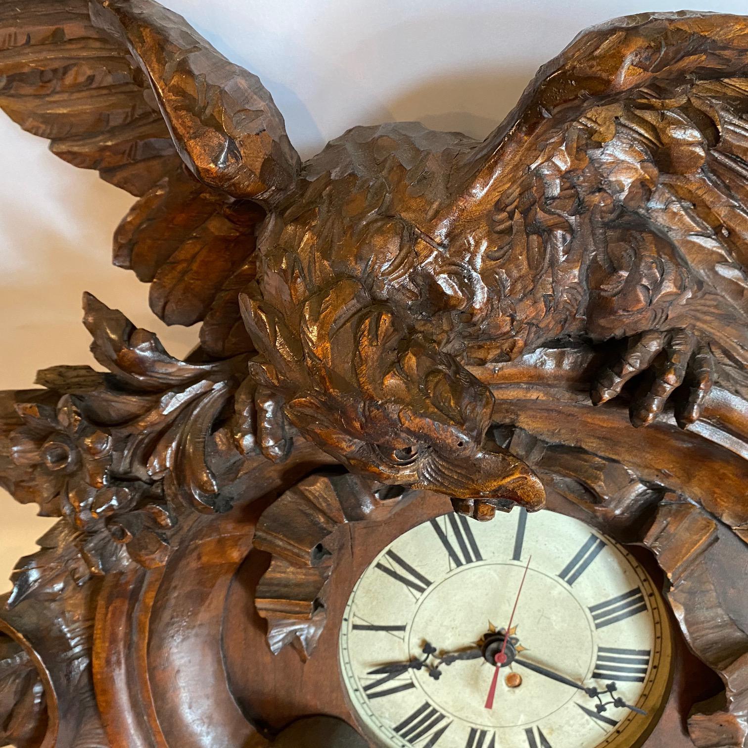 Early 20th Century 20th Century Antique Wooden Italian Frieze Clock  For Sale