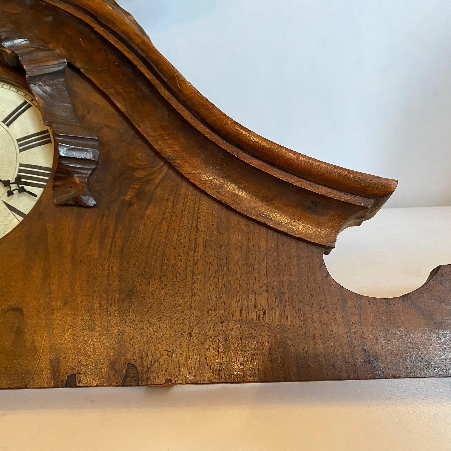 20th Century Antique Wooden Italian Frieze Clock  For Sale 4