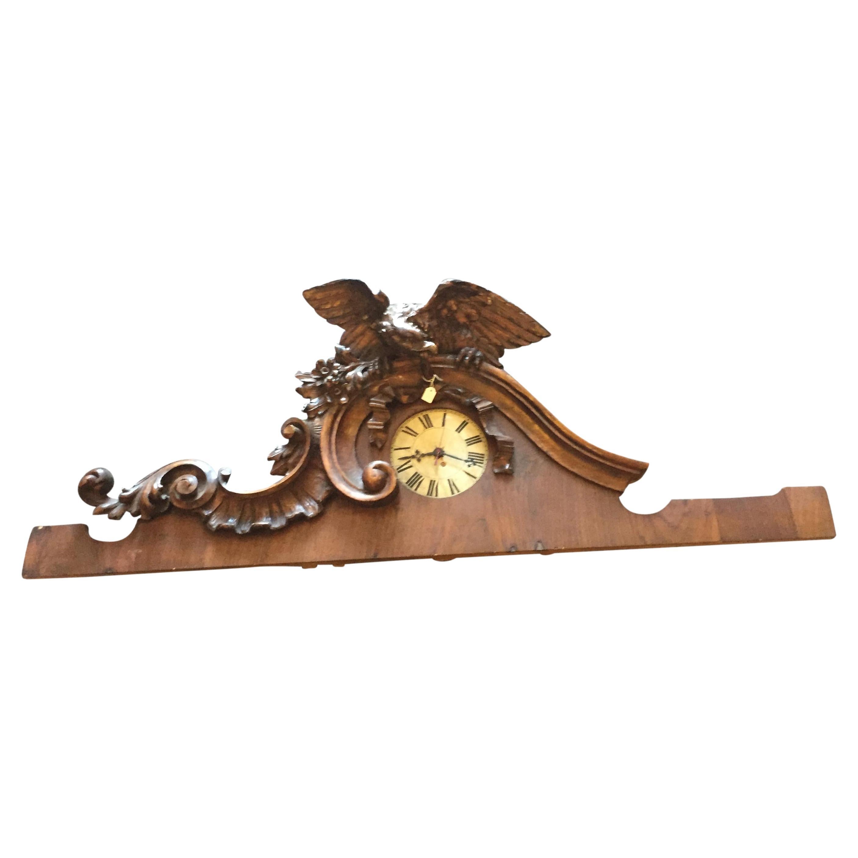 20th Century Antique Wooden Italian Frieze Clock  For Sale