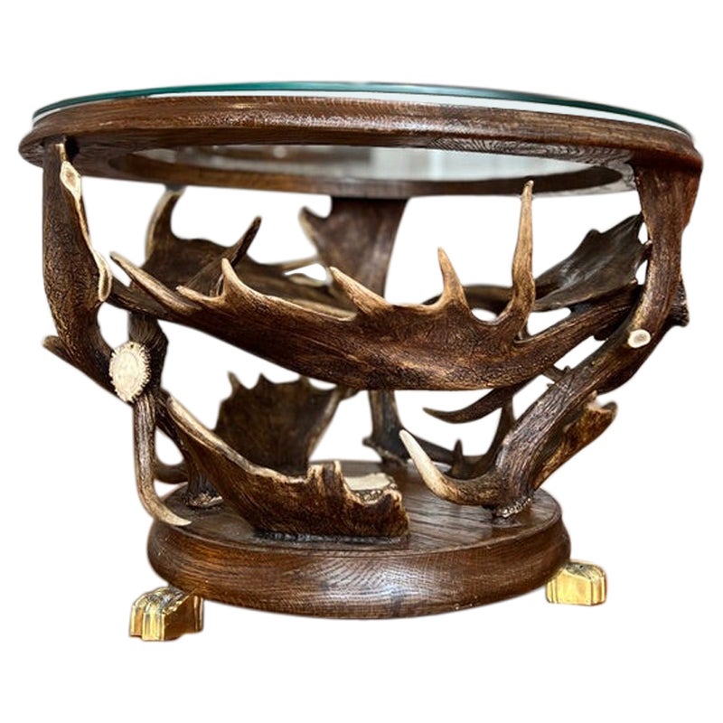 20th Century Antler Horn Side Table For Sale