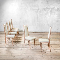 20th Century, Apelli and Varesio Set of Six Wooden Chairs 50s