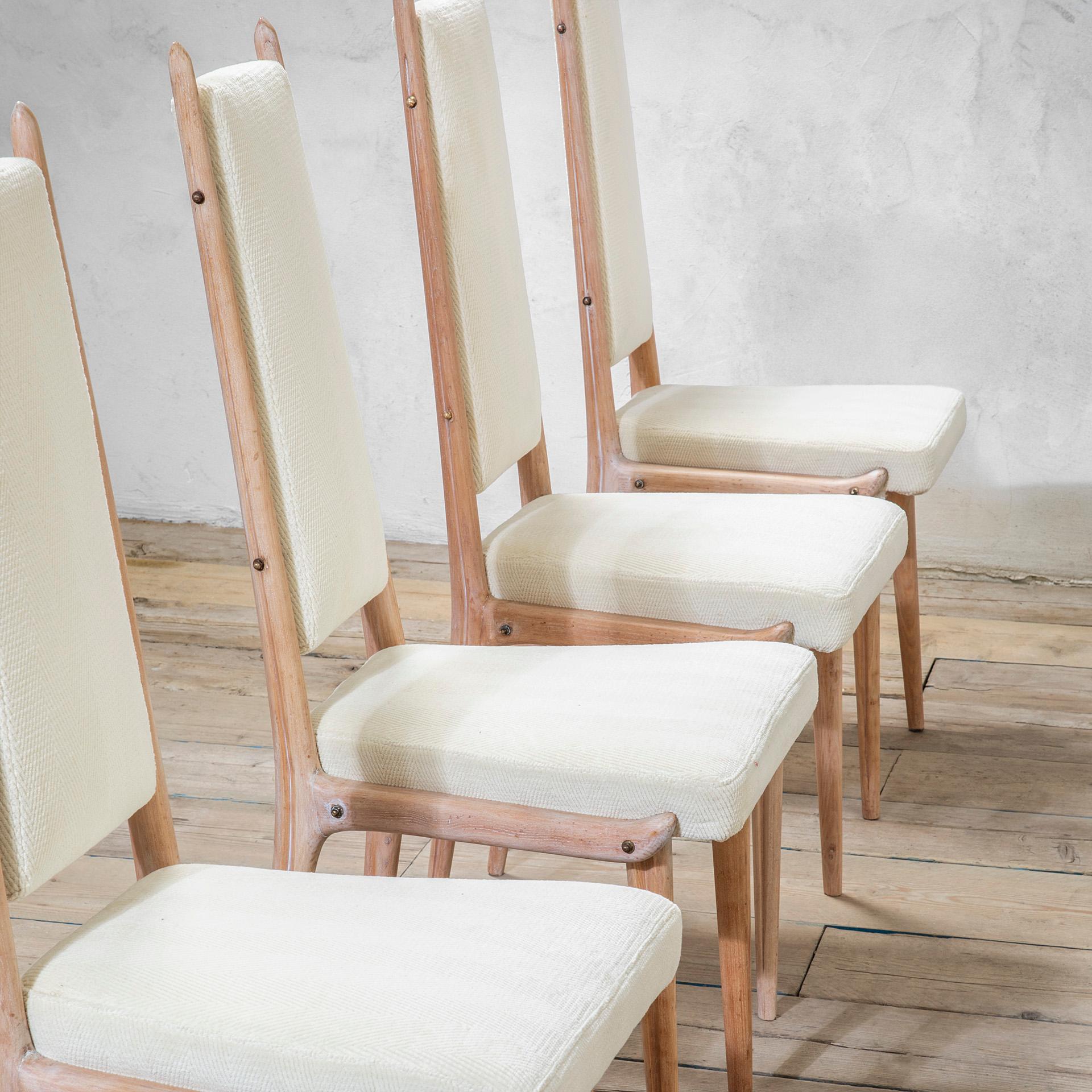 Mid-Century Modern 20th Century, Apelli and Varesio Set of Six Wooden Chairs 50s For Sale