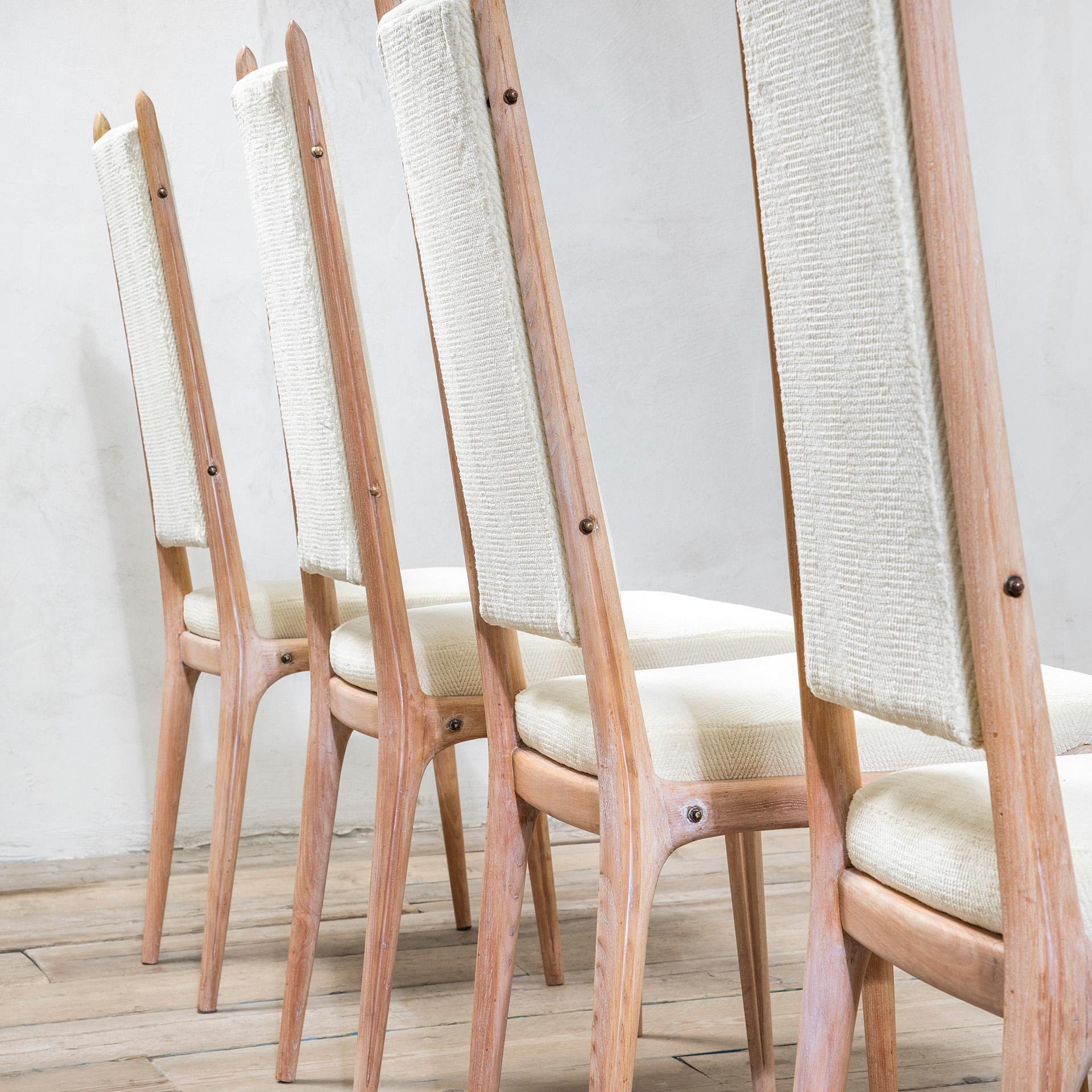 Italian 20th Century, Apelli and Varesio Set of Six Wooden Chairs 50s For Sale