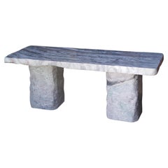 20th Century Arabescato Verde Italian Marble Bench with Solid Marble Legs