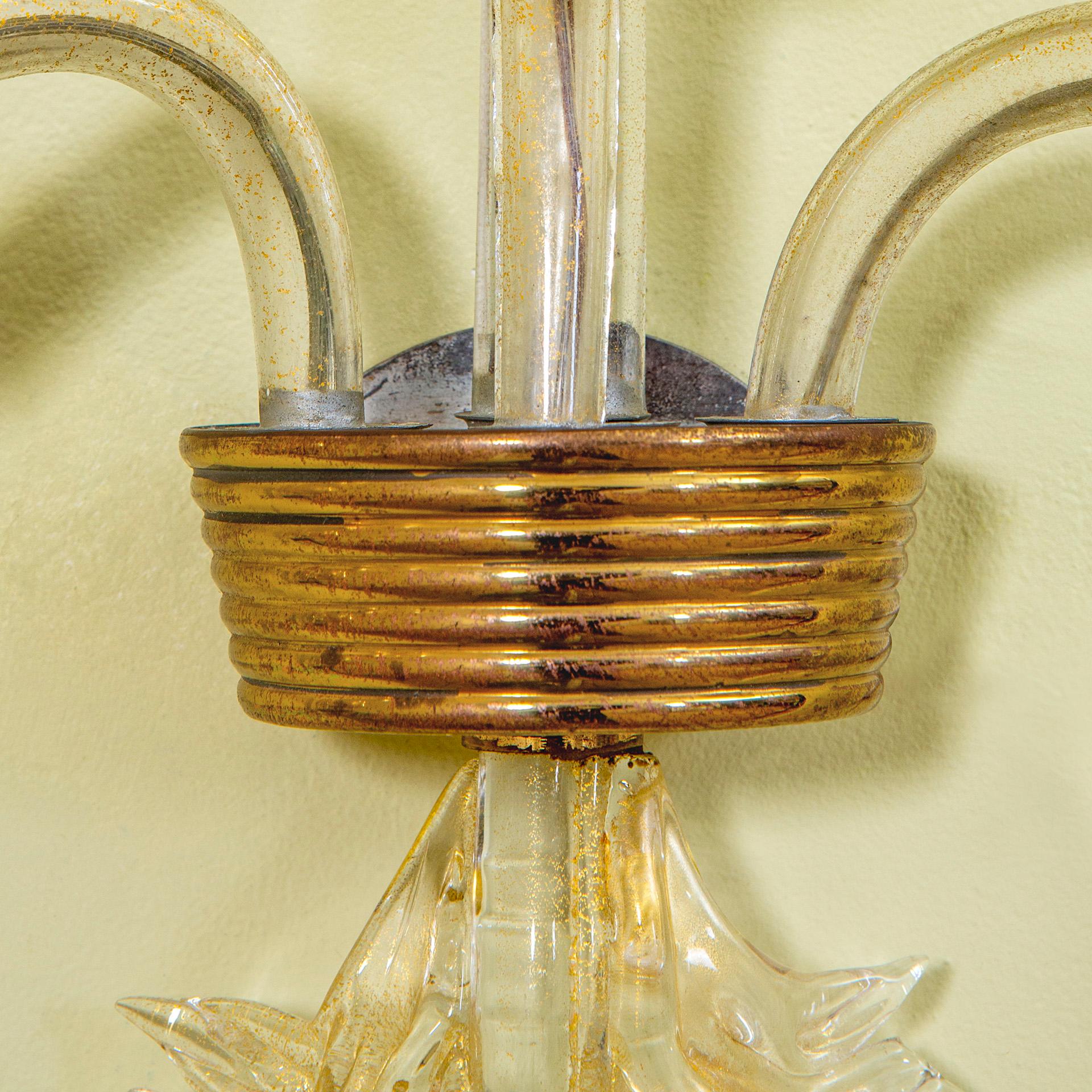 Mid-20th Century paire d'appliques murales en verre de Murano Archimede Seguso du 20e siècle en vente