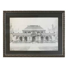 20th Century Architectural Drawing with Ink and Watercolor