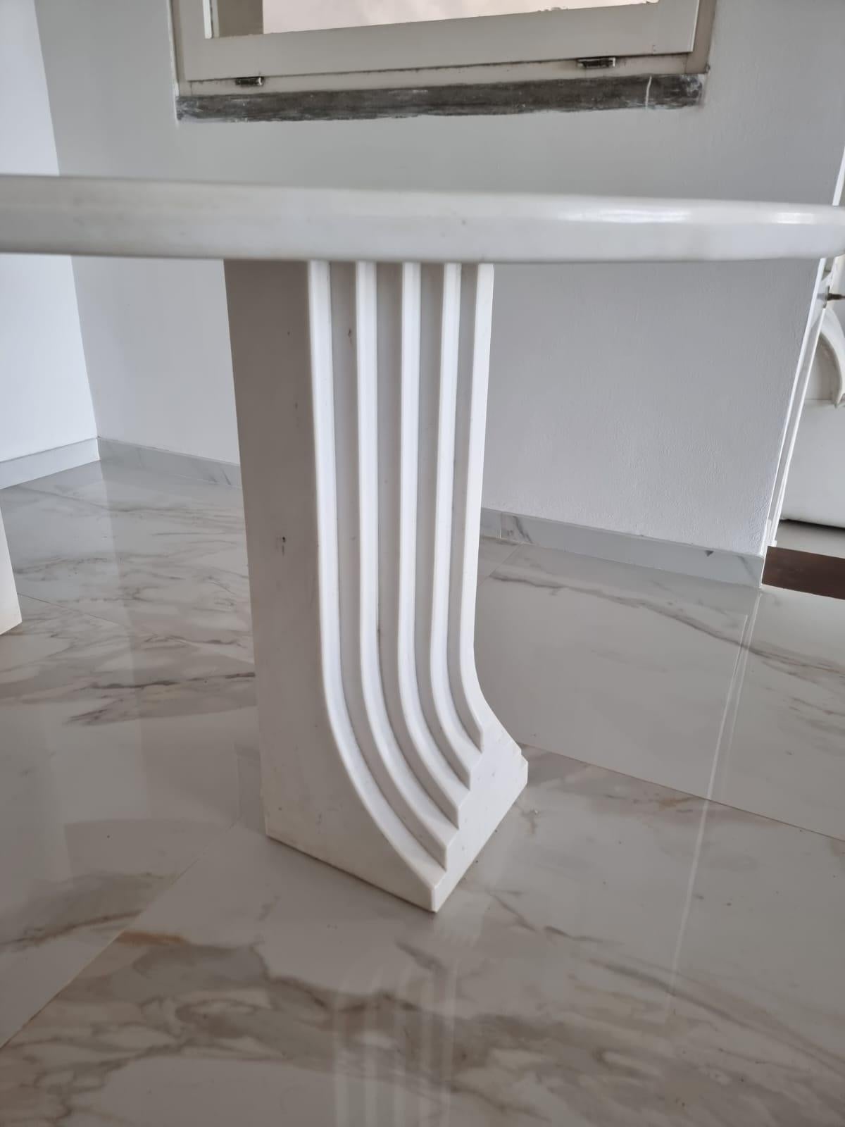 Samo Table 20th Century Samo Table in White Carrara Marble Designed by Carlo ...