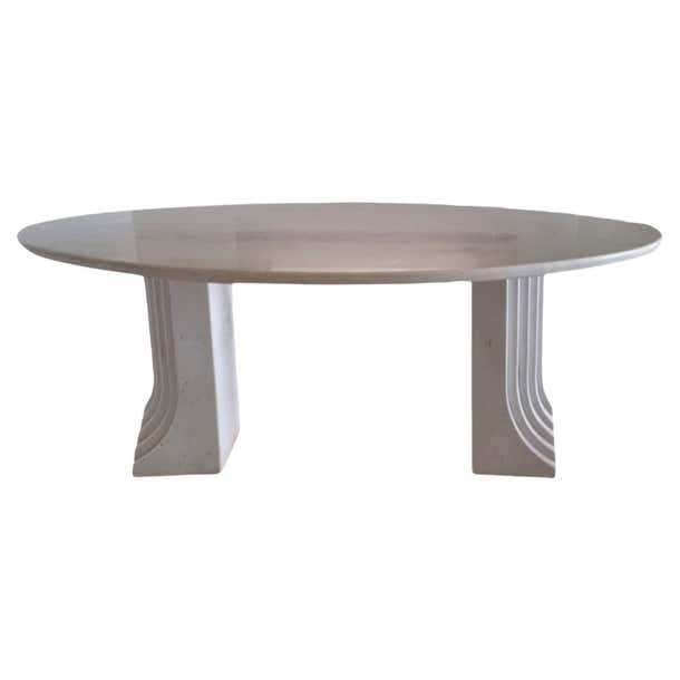 Samo Table 20th Century Samo Table in White Carrara Marble Designed by Carlo ...
