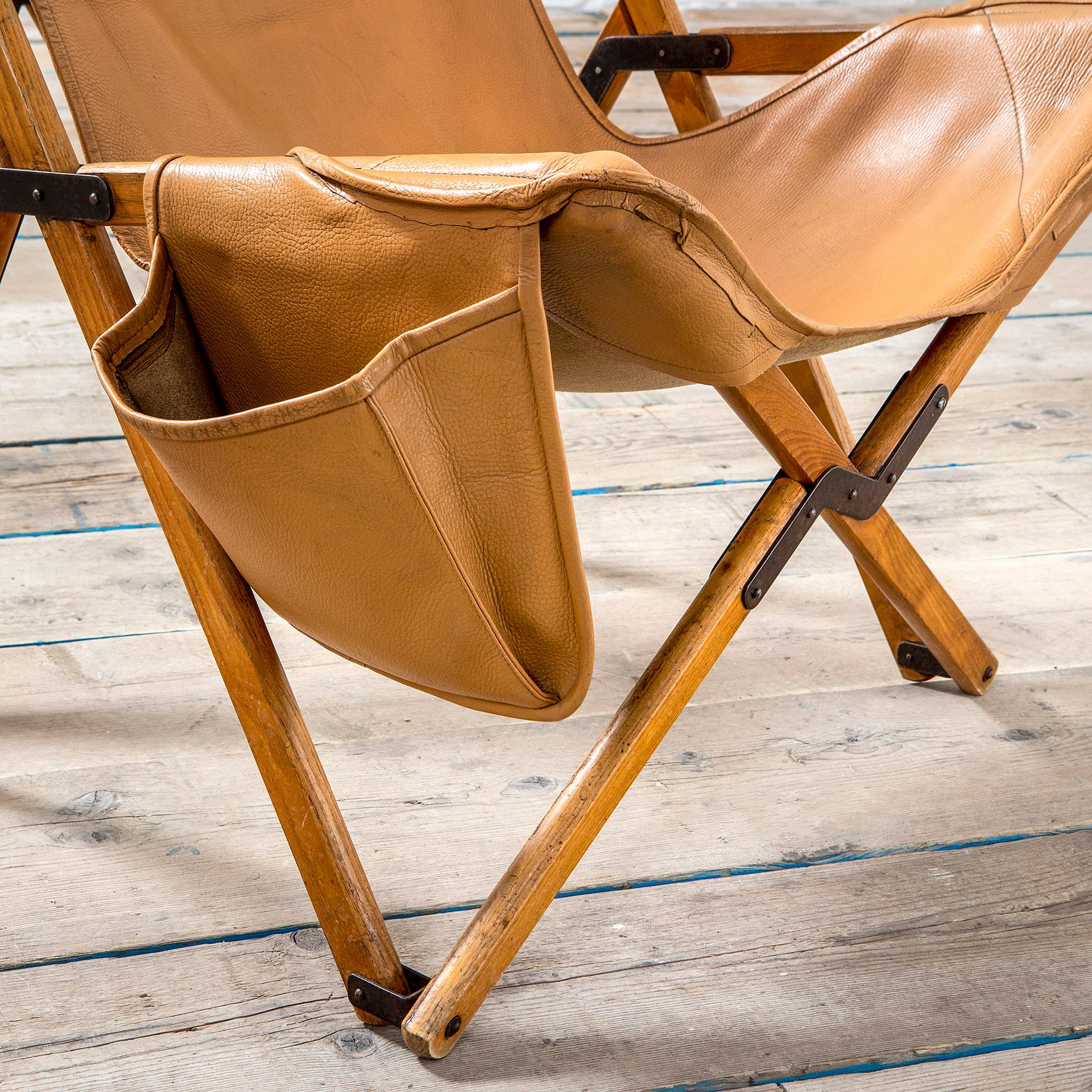 20th Century Armchair Tripolina by Viganò with Faux Leather Cover and Pocket In Good Condition In Turin, Turin