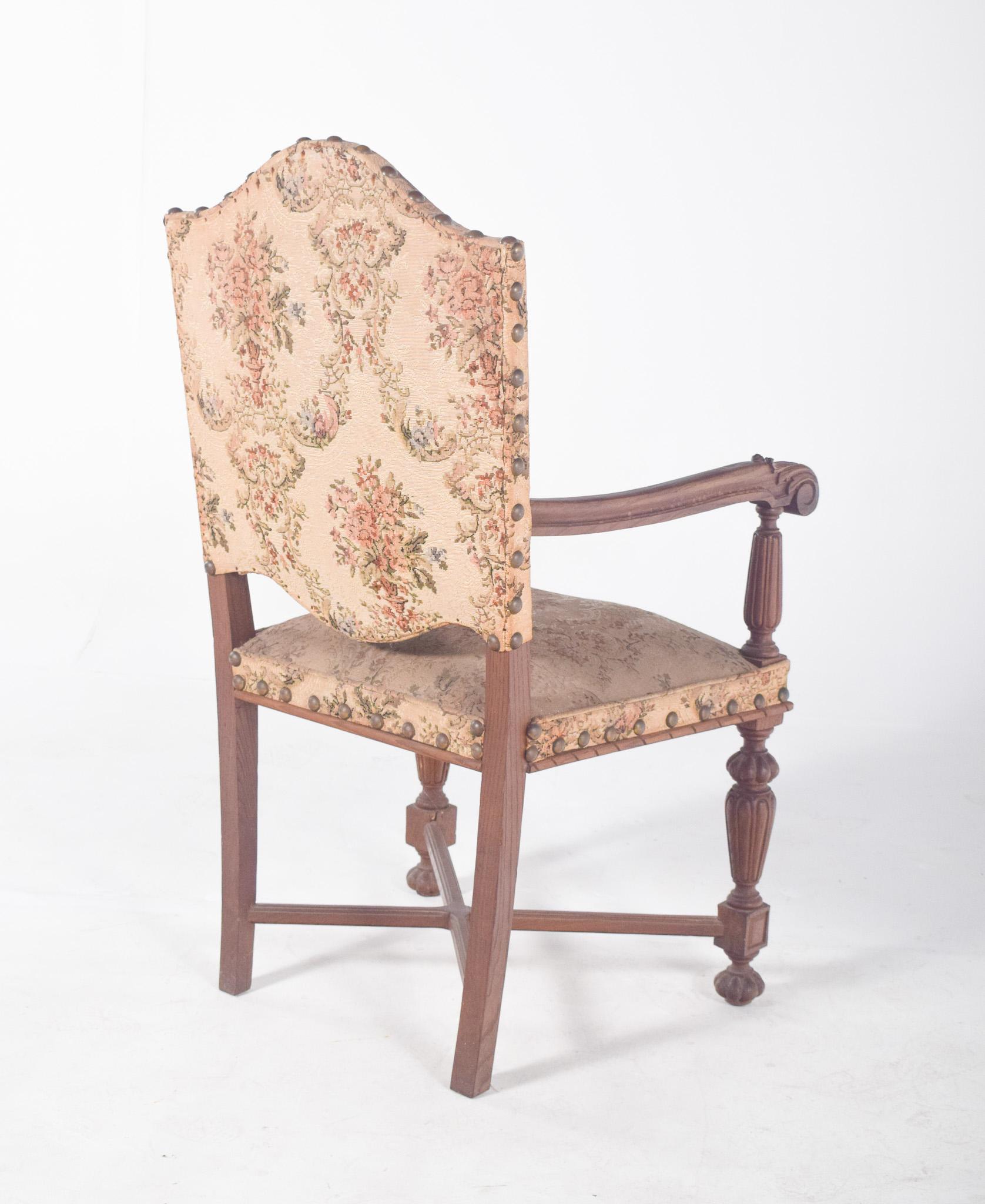 Bois Fauteuil du 20e siècle avec dossier et sièges tapissés en vente