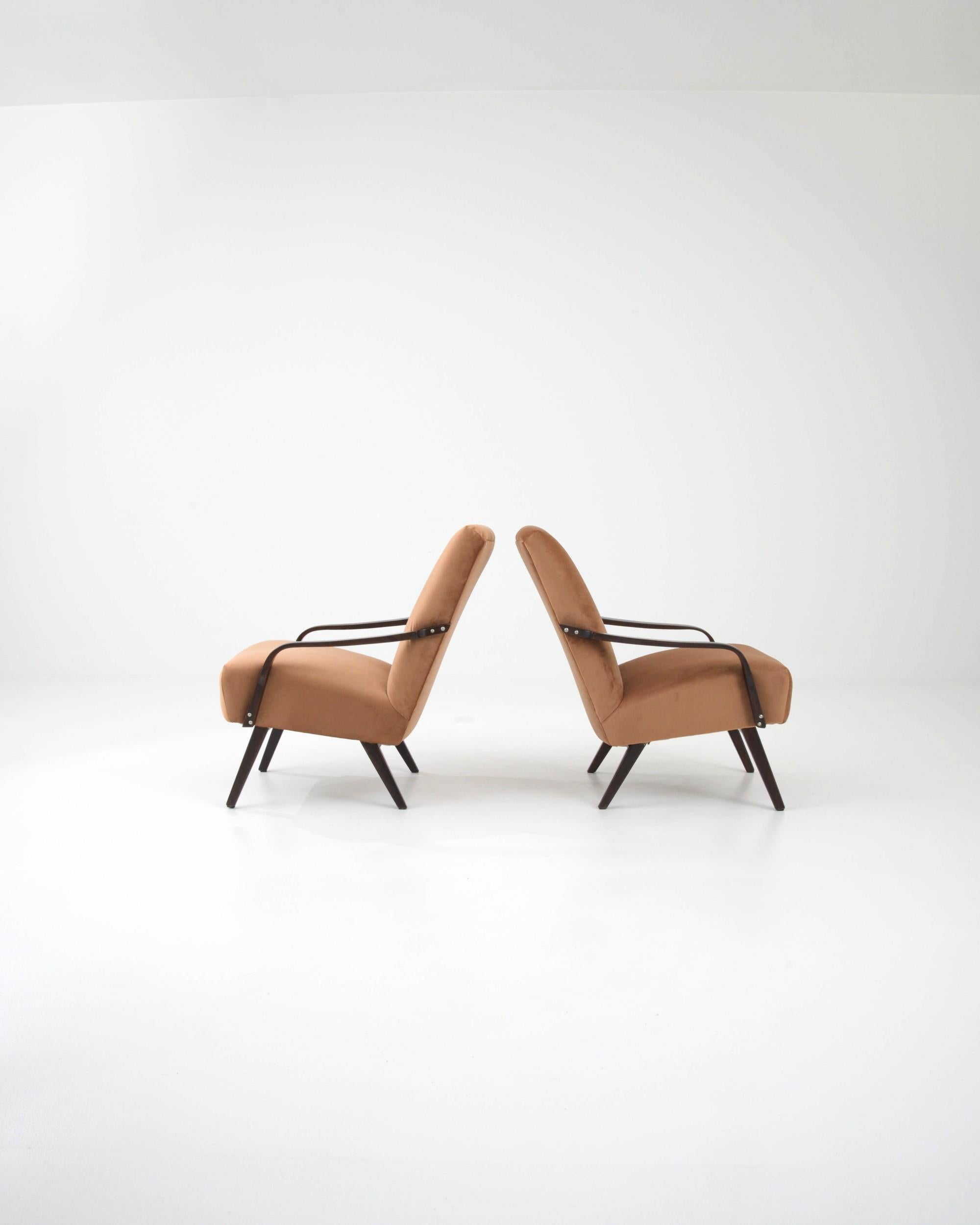 Upholstery 20th Century Armchairs by TON, a Pair For Sale