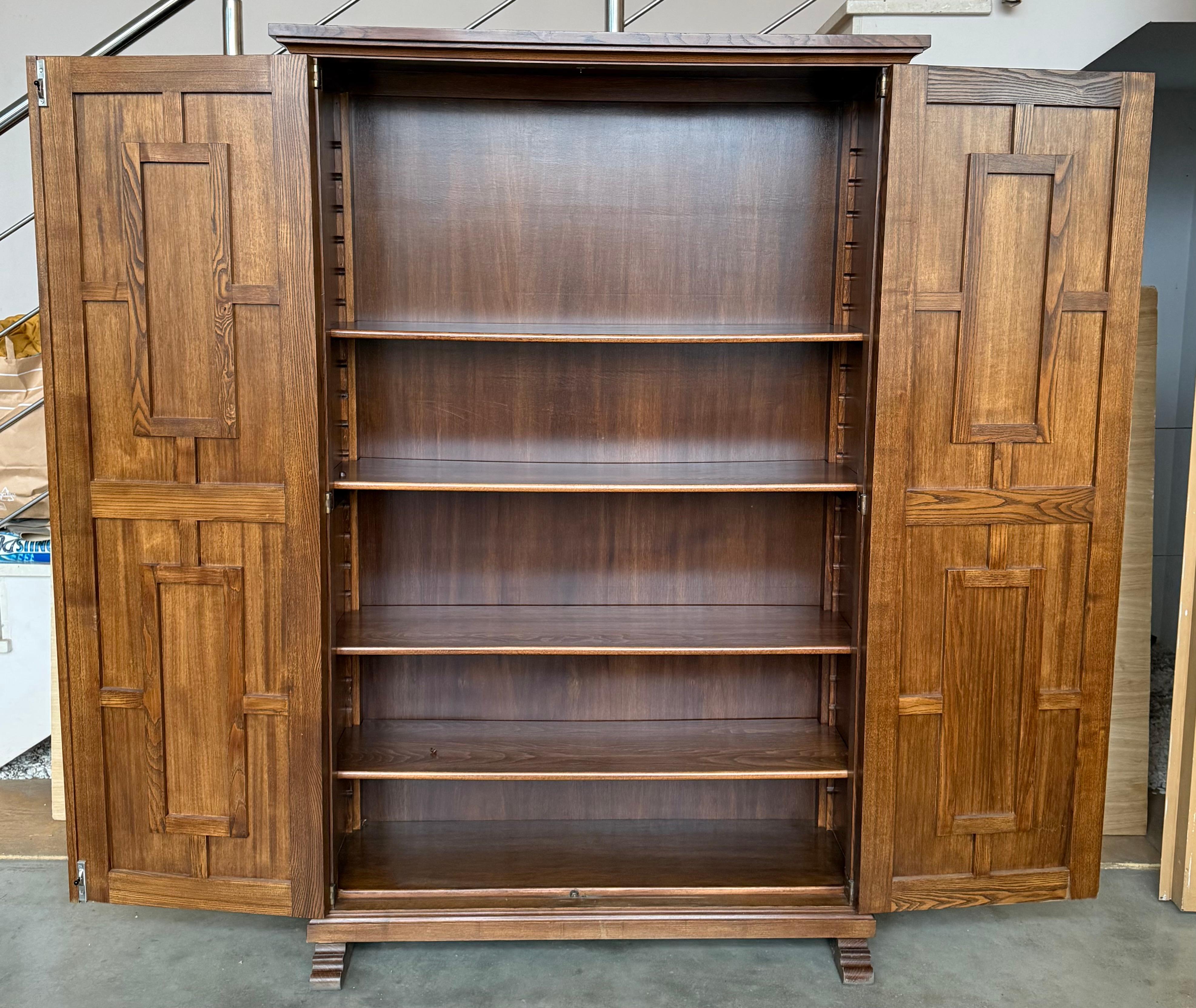 20th Century Armoire, Kitchen Cabinet with Two Doors, Carved Walnut, Spain For Sale 2