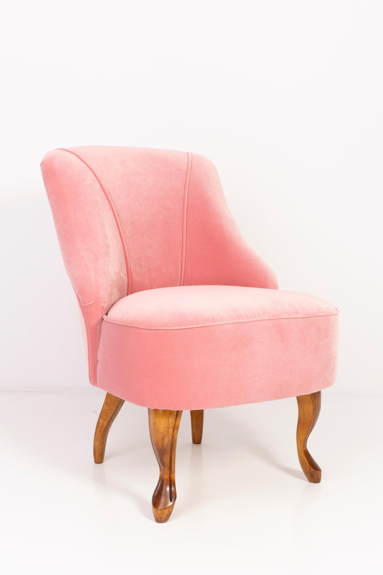European 20th Century Art Deco Baby Pink Armchair, 1950s For Sale