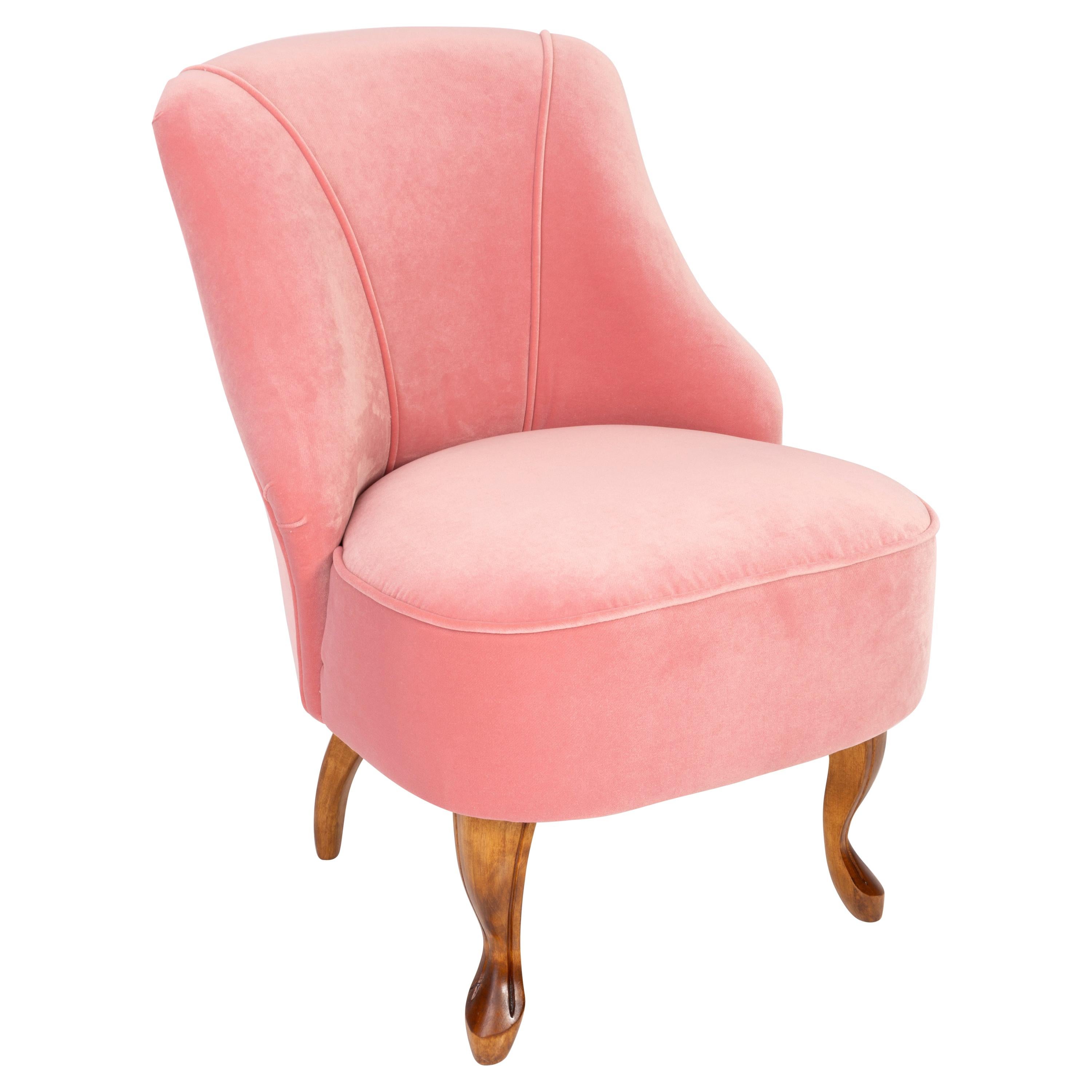20th Century Art Deco Baby Pink Armchair, 1950s For Sale