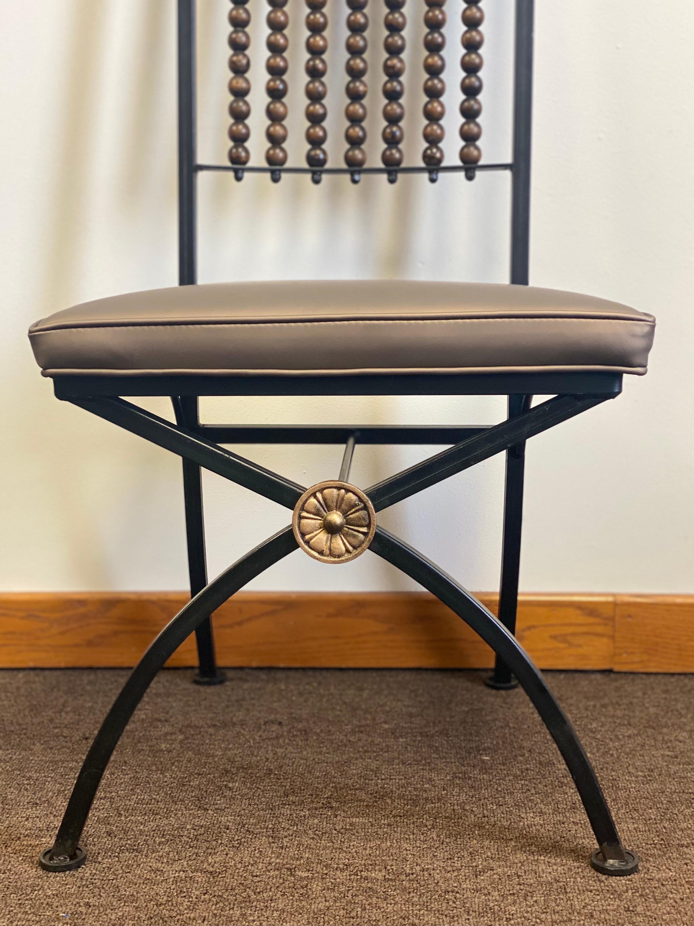 20th Century Art Deco Black Iron Dining Chairs, Set of 4 In Good Condition For Sale In Farmington Hills, MI