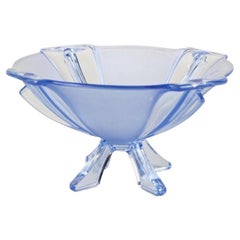 Blaue Glasschale im Art déco-Stil des 20. Jahrhunderts, Österreich, um 1920