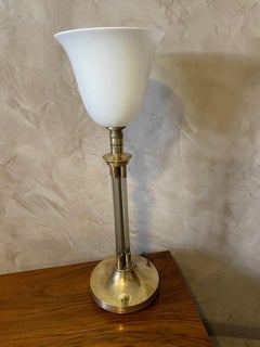 20th Century Art Deco Brass and Glass Lamp Table, 1930s