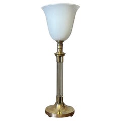 20th Century Art Deco Brass and Glass Lamp Table, 1930s