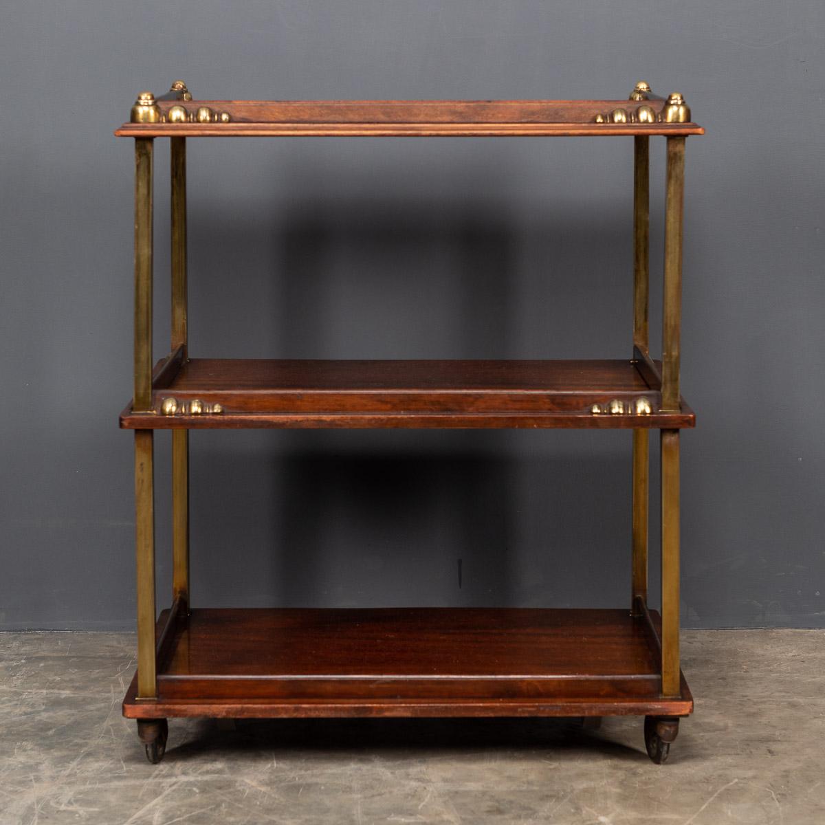 20th Century Art Deco Brass & Mahogany Drinks Trolley, c.1930 In Good Condition In Royal Tunbridge Wells, Kent