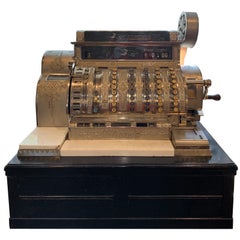 Used 20th Century Art Deco Brass Plated National Cash Register from Denmark, 1920s