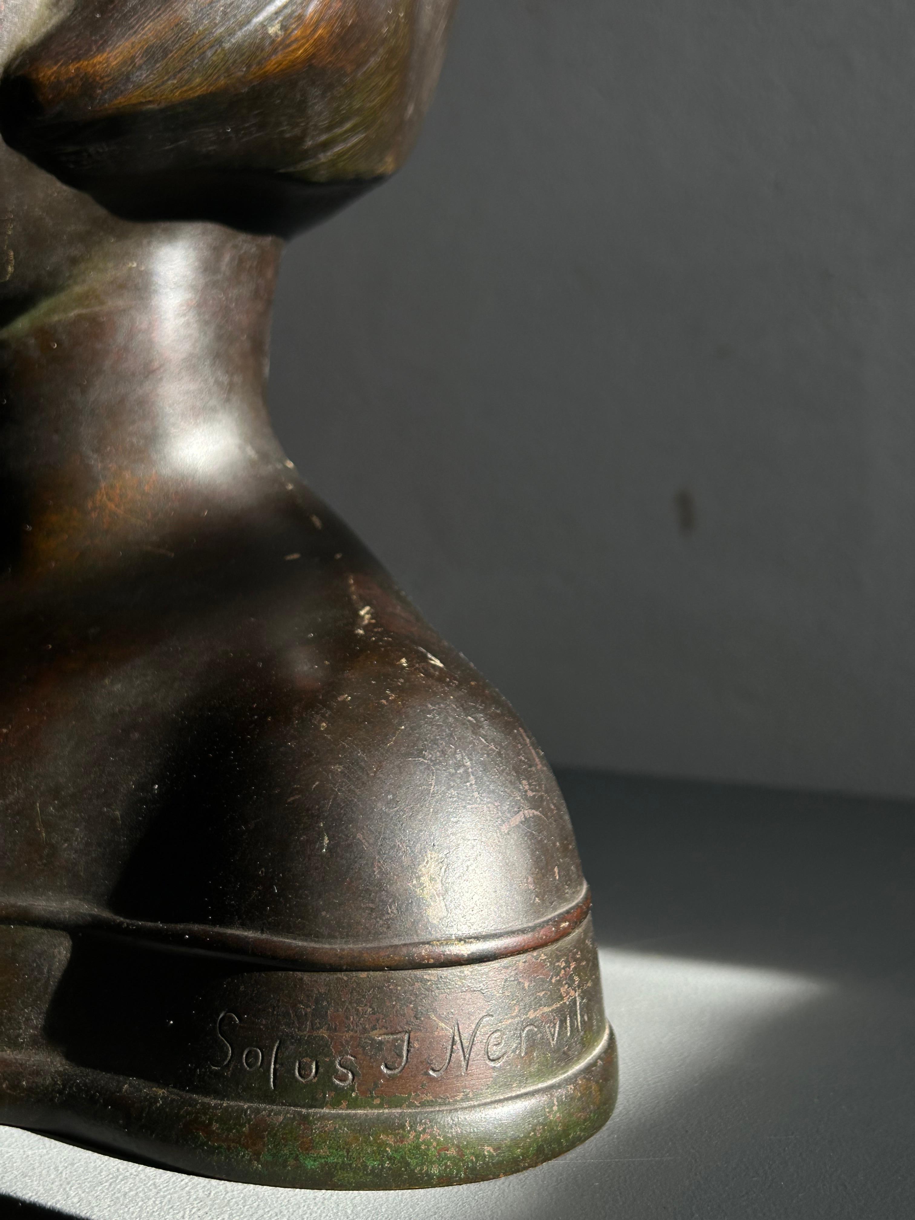 Bronzo Busto in bronzo Art Deco del XX secolo dello scultore danese Sofus J. Nervil in vendita