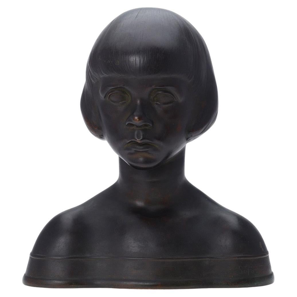 20th Century Art Deco Bronze Bust by Danish Sculptor Sofus J. Nervil