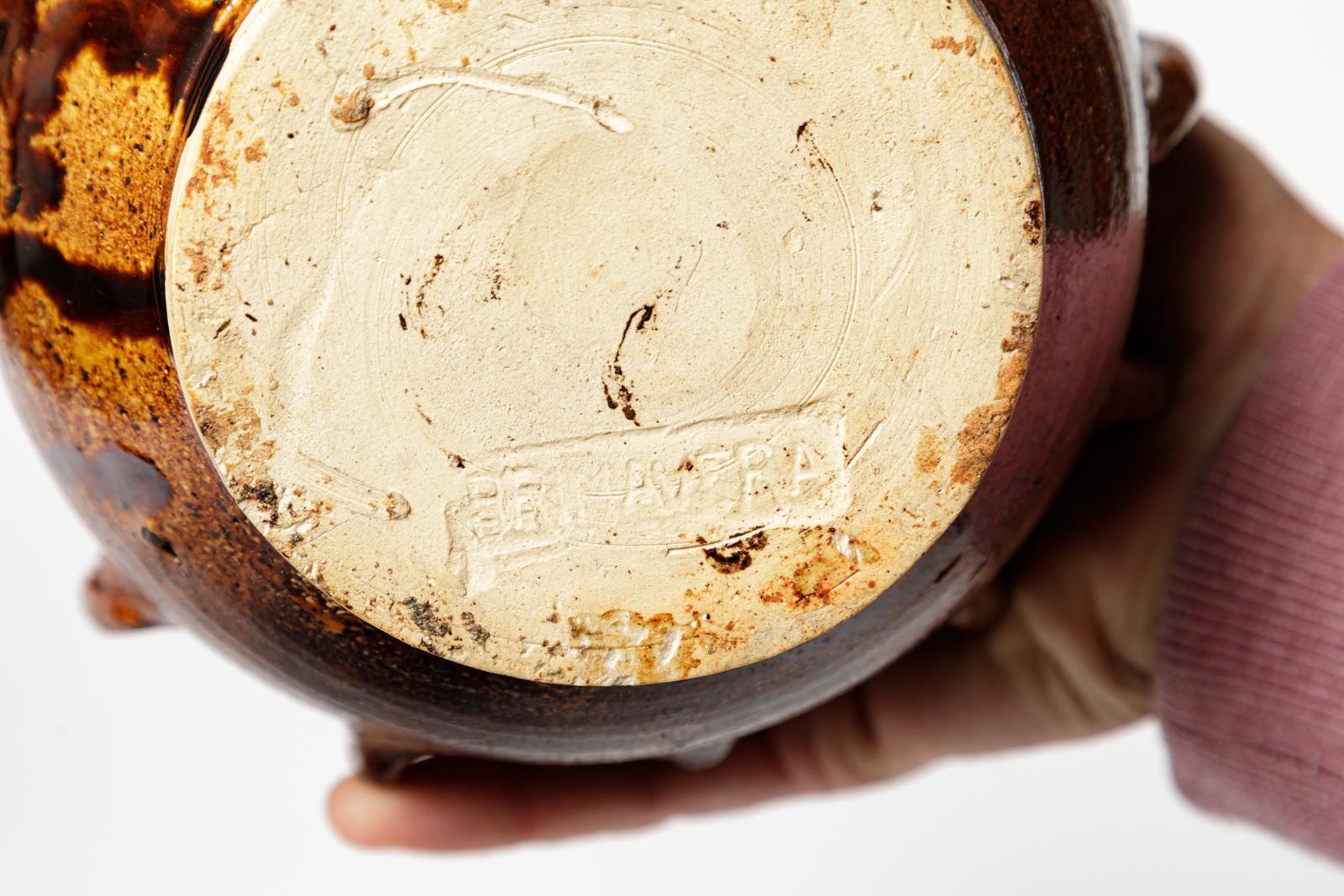 Ceramic 20th century art deco brown stoneware ceramic vase by Primavera 1930 For Sale