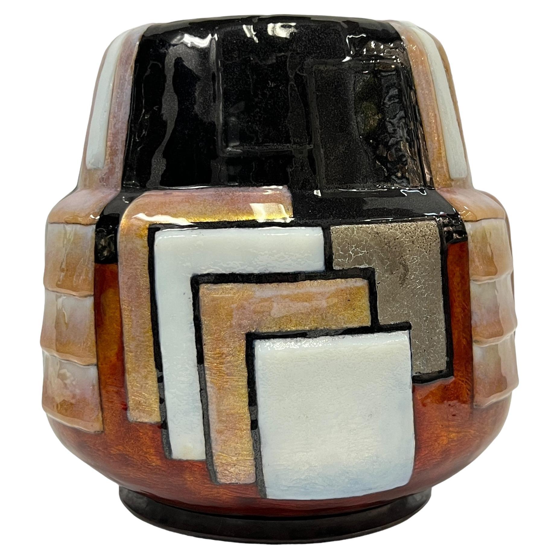 Vaso "Athènes" in rame smaltato Art Déco del XX secolo di Camille Fauré in vendita