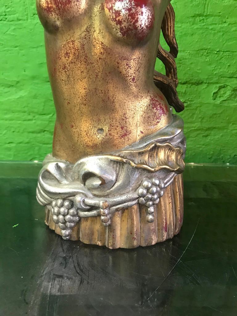 Gilt 20th Century Art Deco Carved-Wood Figure For Sale