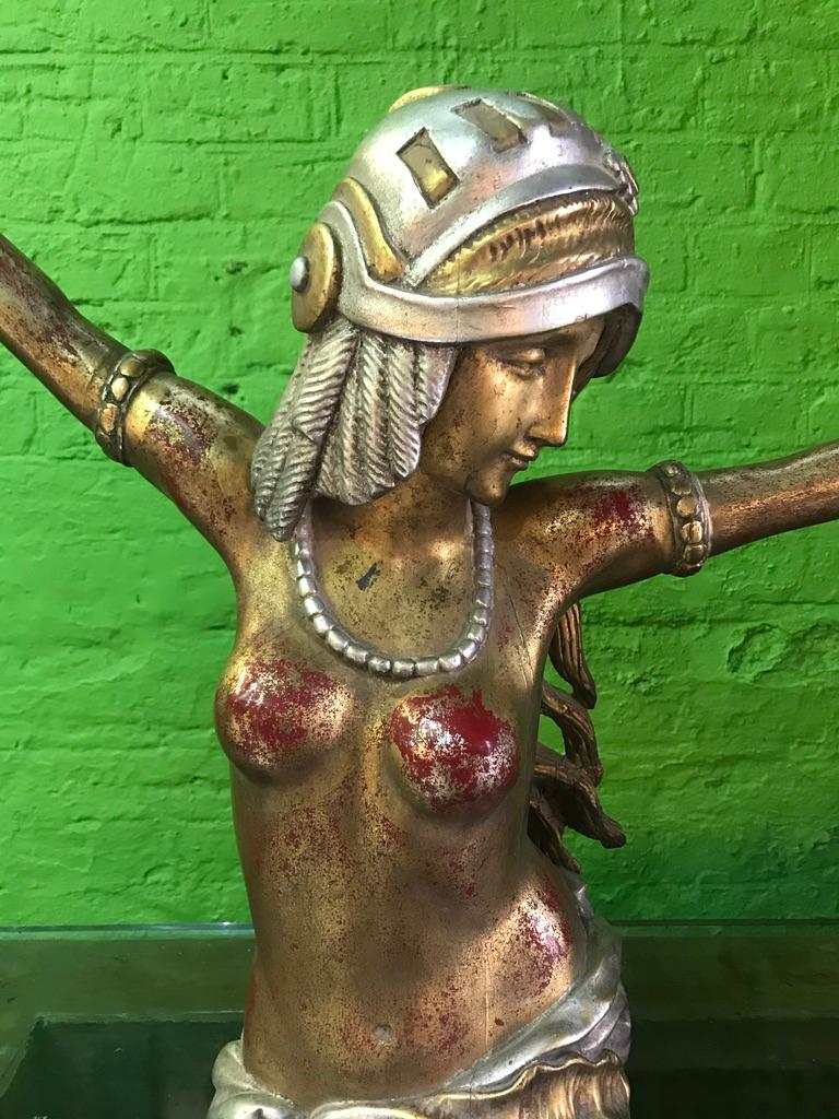 20th Century Art Deco Carved-Wood Figure In Good Condition For Sale In Southall, GB