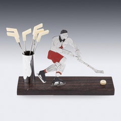 20th Century Art Deco Chrome & Enamel Cocktail Hockey Stick Set, c.1920